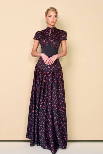Waistband Floral Print Maxi Dress