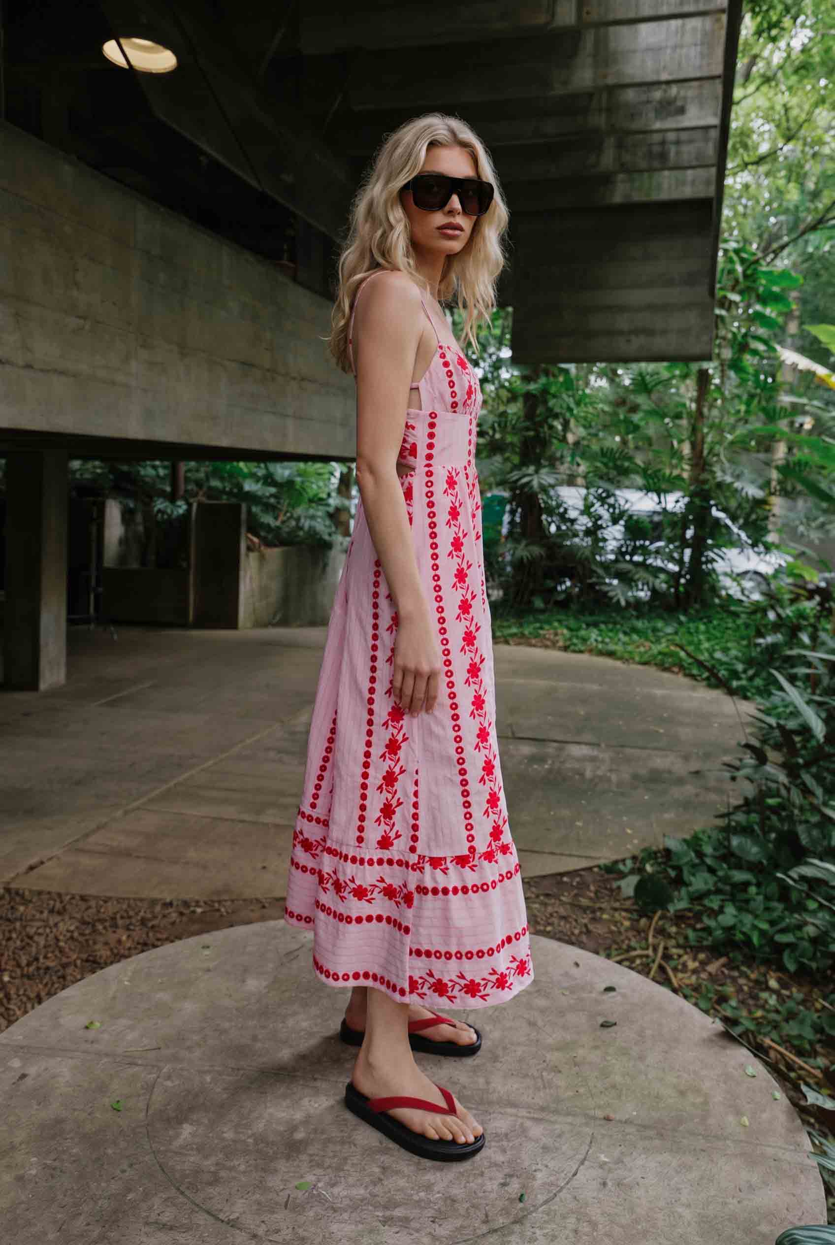 Hollow Design Sling Midi Dress