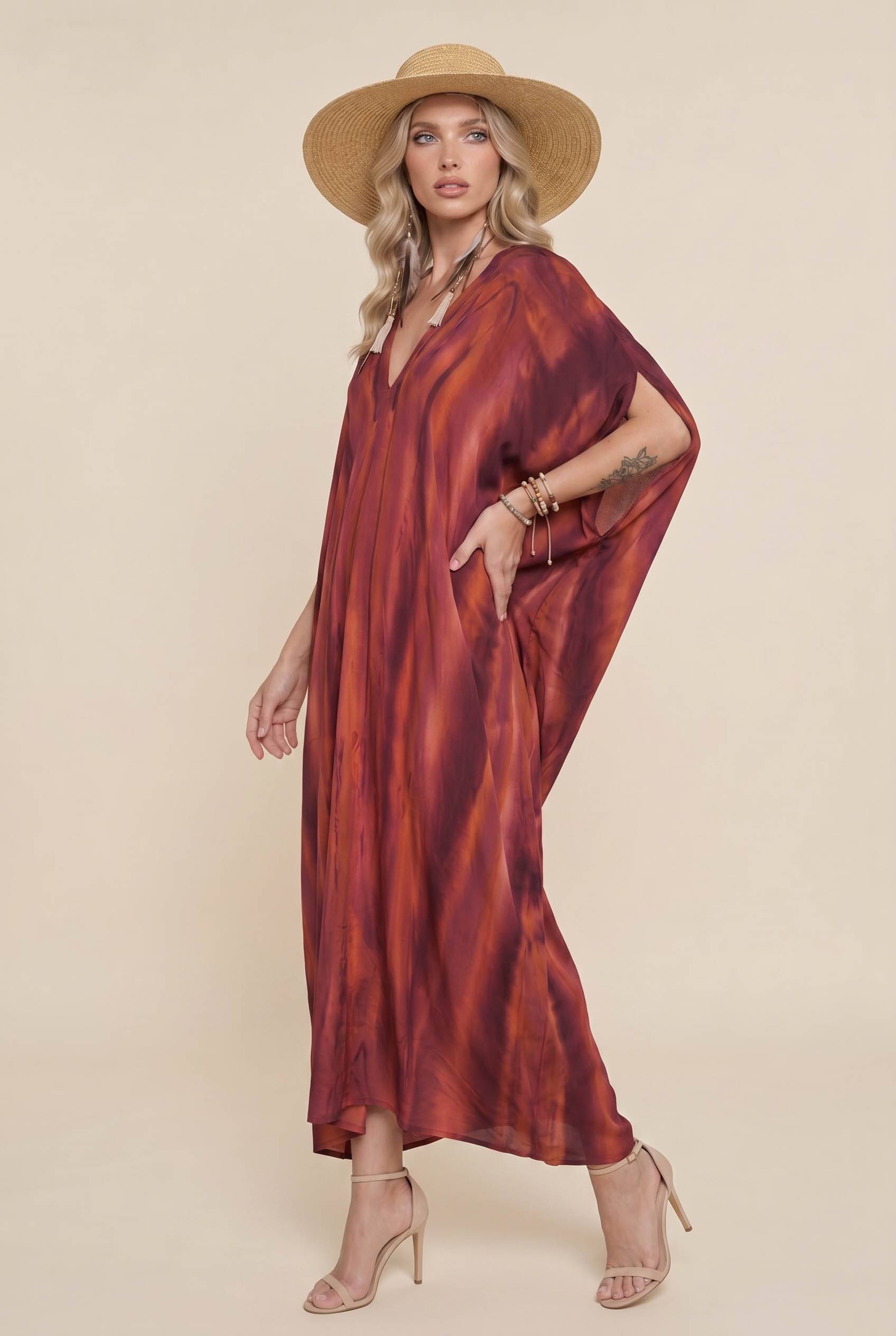 V-neck Printed Maxi Dress