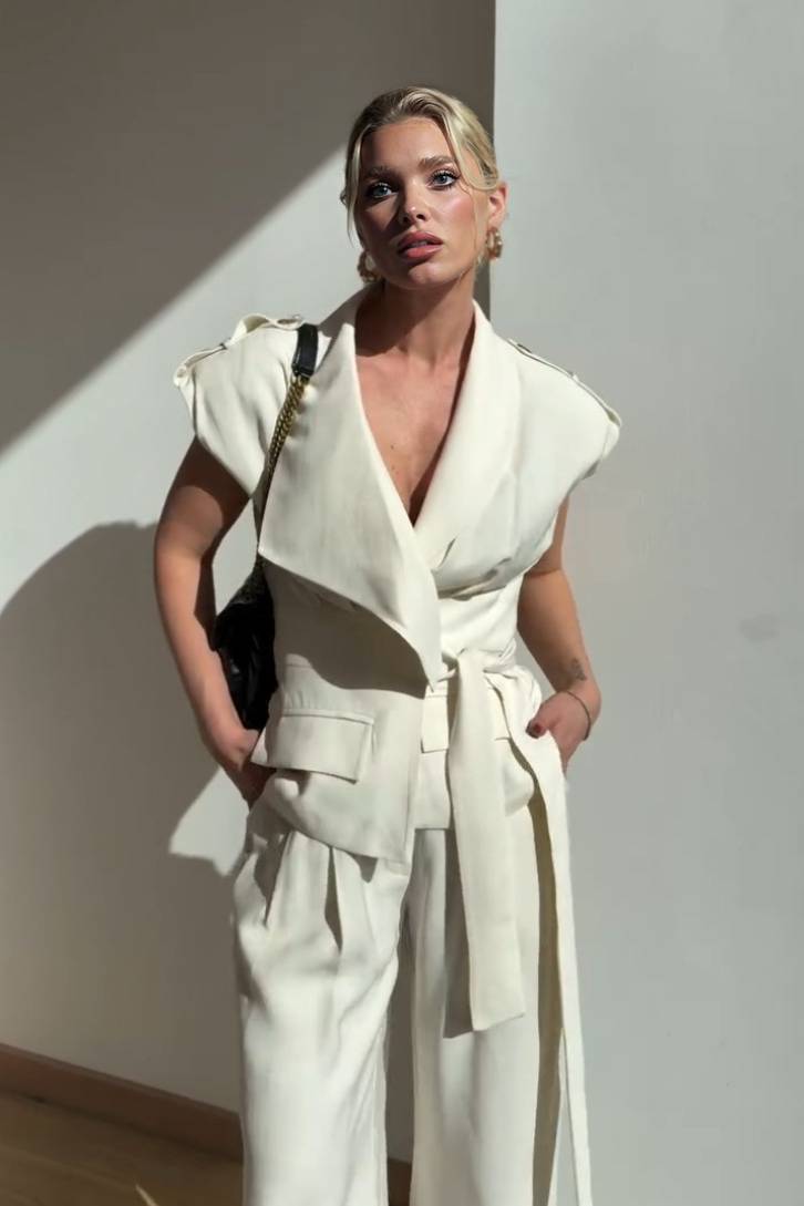 Asymmetric Vest And Wide-leg Pants Set