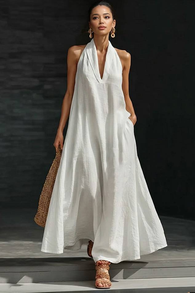 V-Neck A- Line Maxi Dress