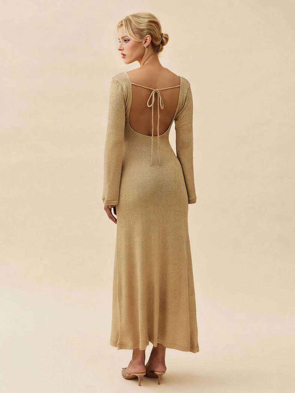 Casual Knit Keyhole Cutout Maxi Dress