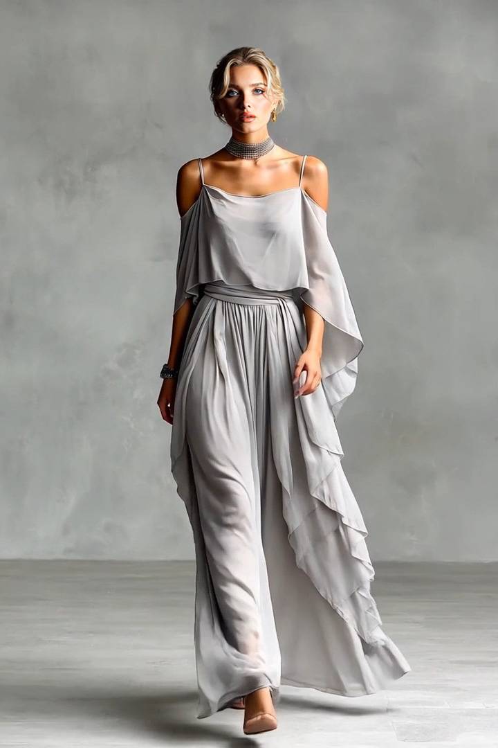 High- waisted Off-Shoulder Slip Dress