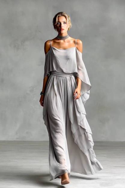High- waisted Off-Shoulder Slip Dress
