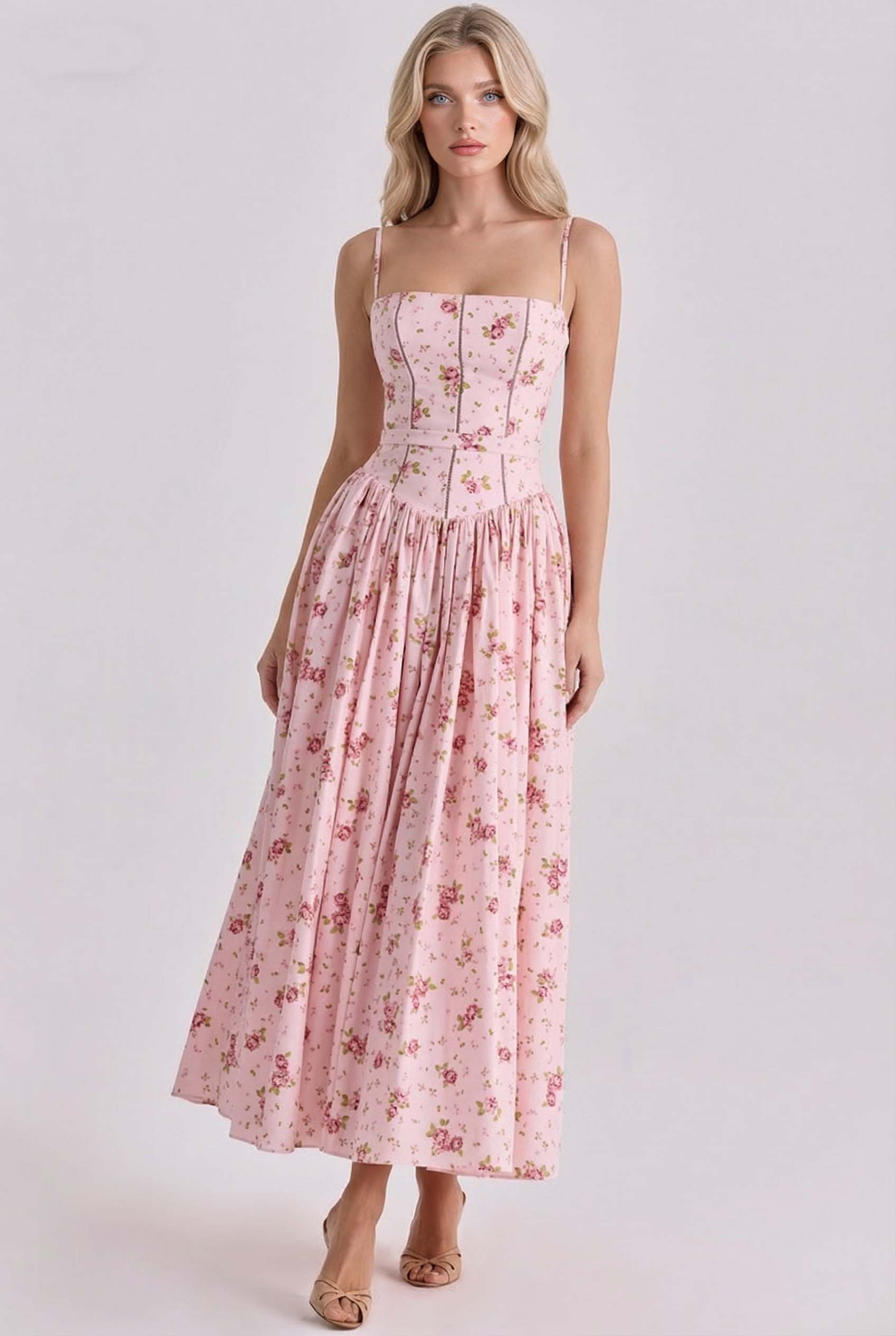 Sling Slim-Fit Floral MidI Dress