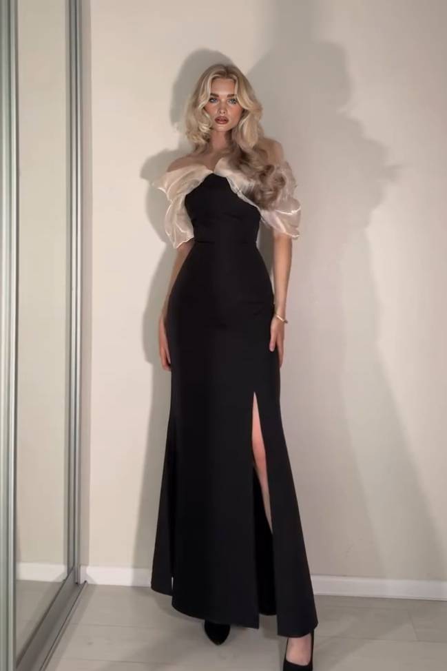 Off-shoulder Slit Maxi Dress