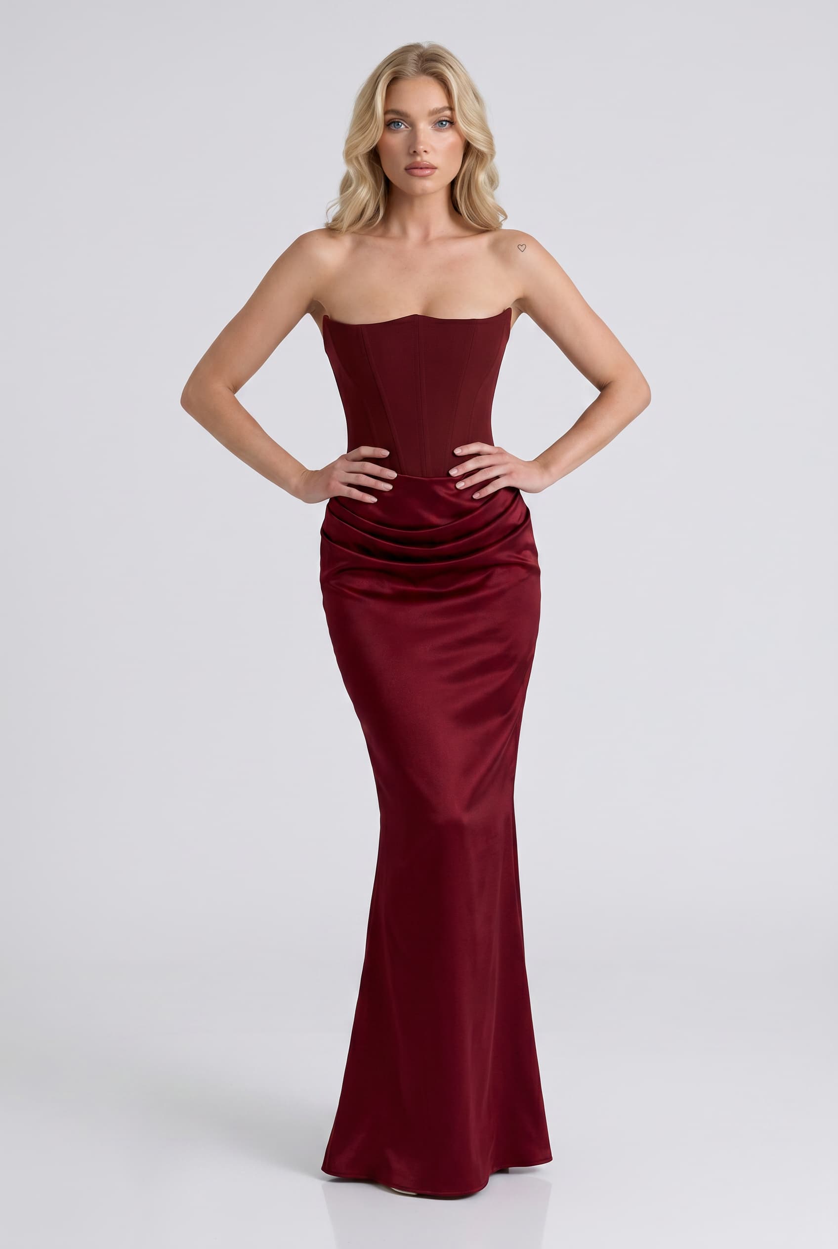 Strapless Pleated Maxi Dress