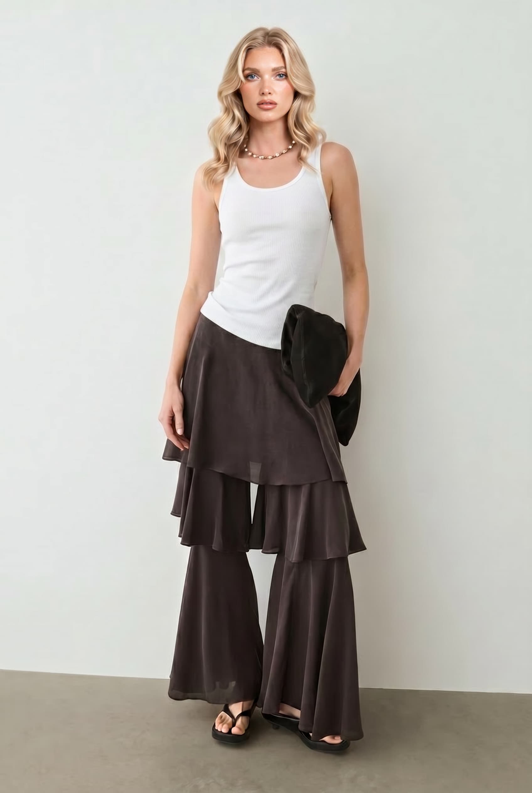 Vest Top And Ruffled Pants Set