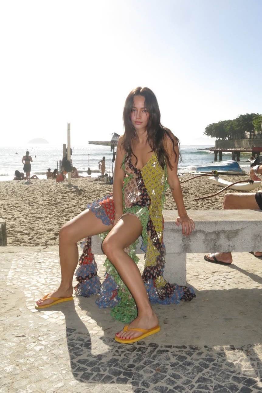 Irregular Hem Printed Sling Dress