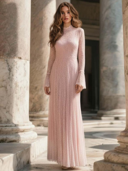 Elegant Lace Bell Sleeve Maxi Dress
