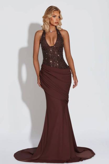Shiny Pleated Design Maxi Dress