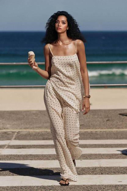 Polka dot Camisole And Wide Leg Pants Set