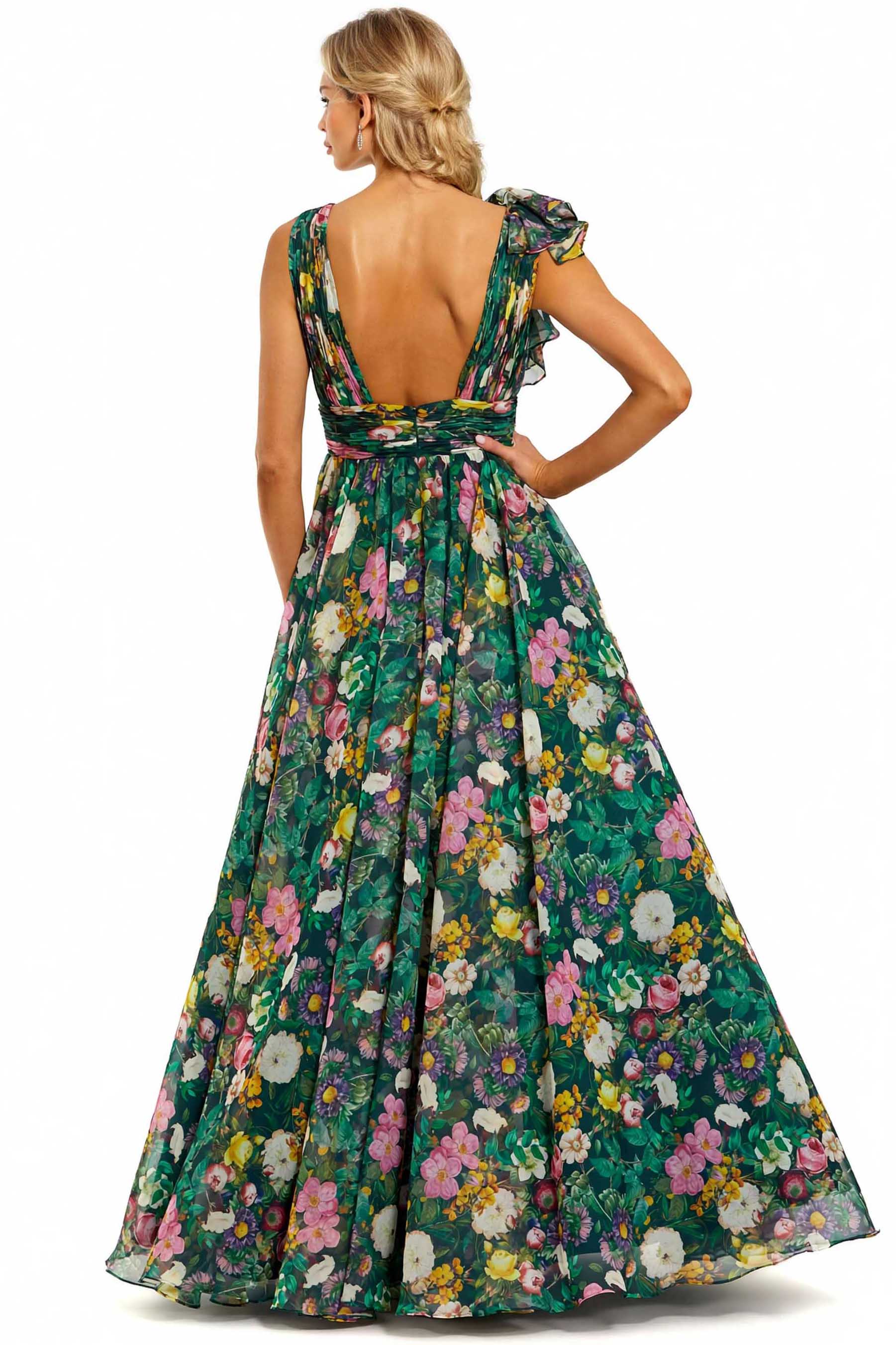 V-Neck Printed Maxi Dress