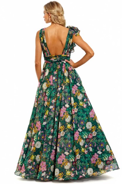 V-Neck Printed Maxi Dress