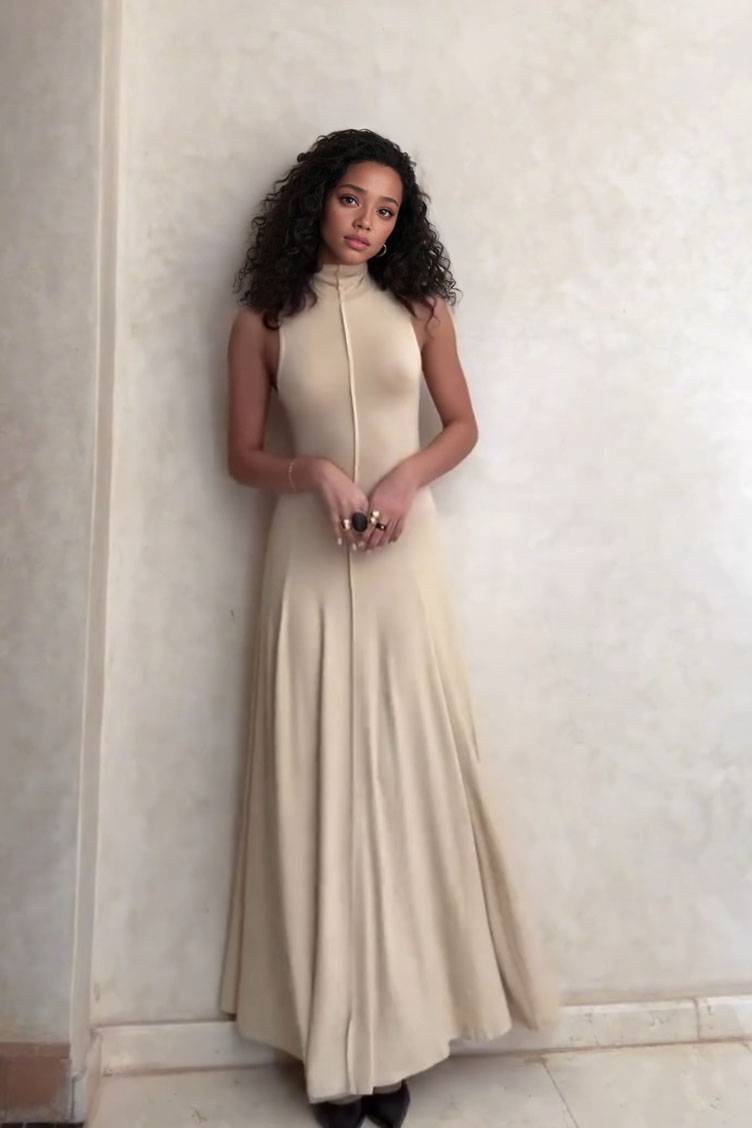 Minimalist Turtleneck Sleeveless Maxi Dress