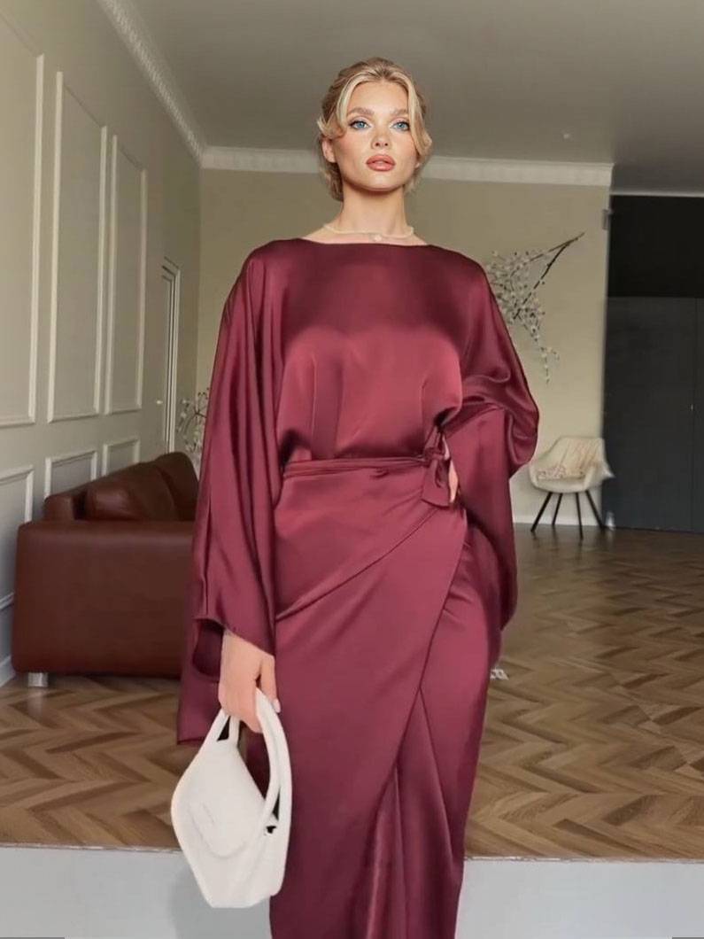 Minimalist Loose Shirt And Lace-up Skirt Suit