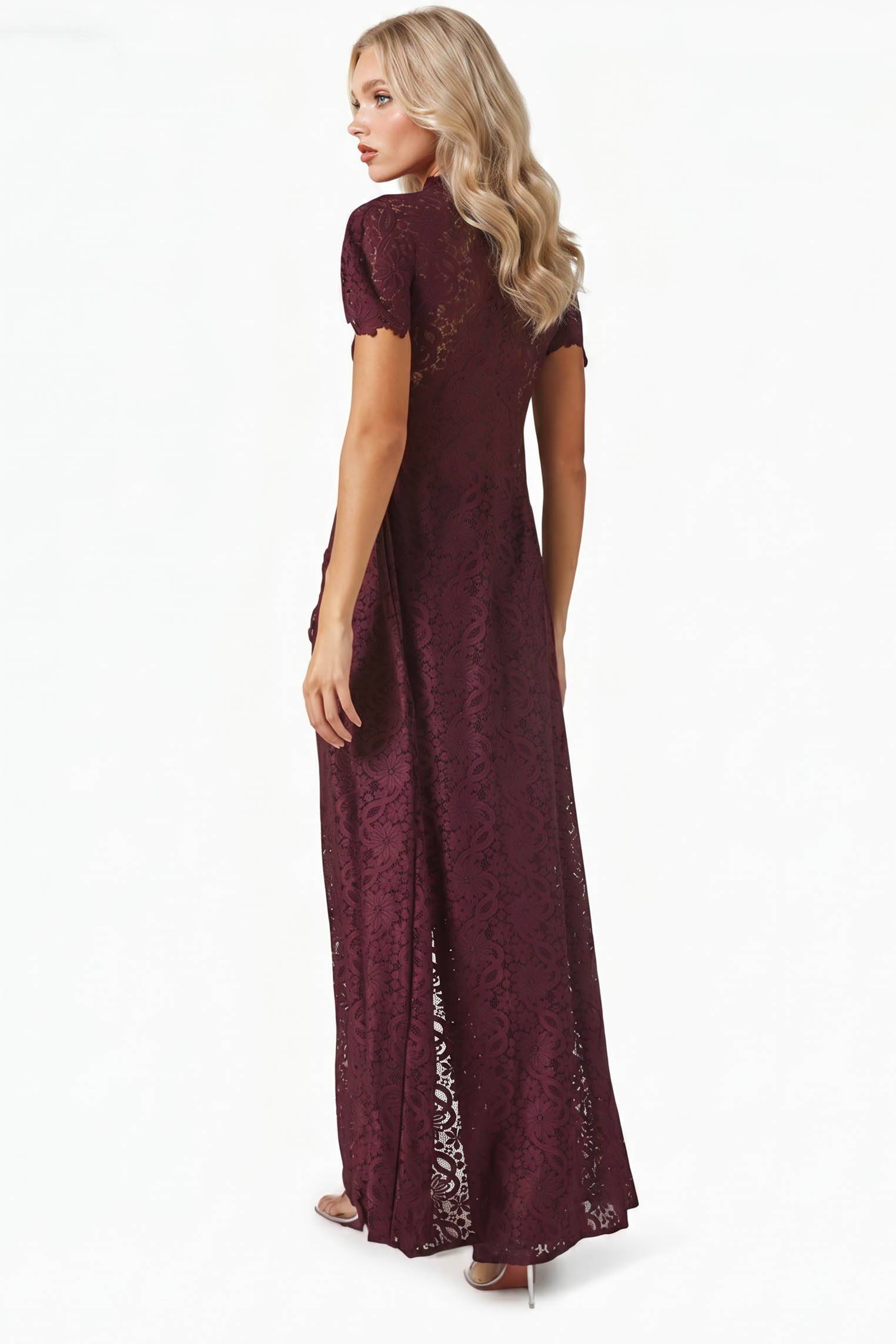 Lace Long-sleeved Top And Wide-leg Pants Set（Headscarf Not Included）