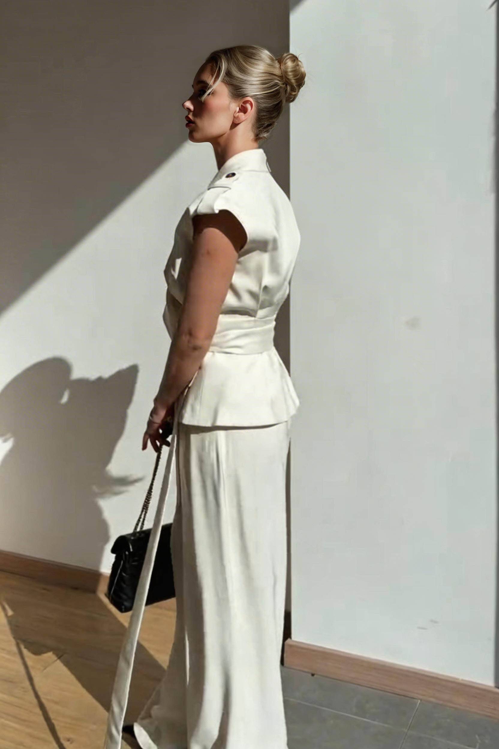 Asymmetric Vest And Wide-leg Pants Set