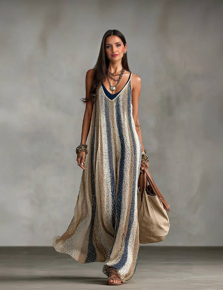Knit Striped Slip Maxi Dress