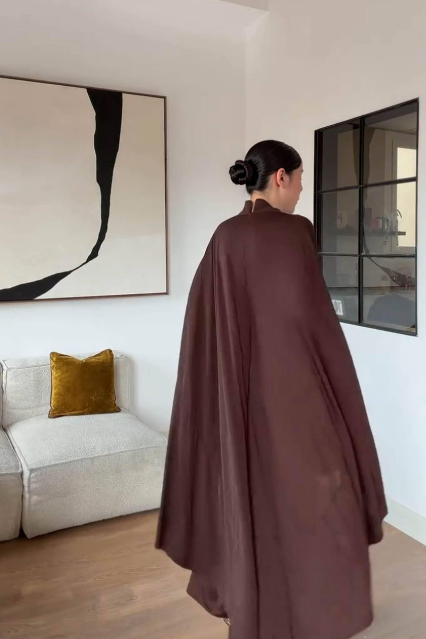 Turtleneck Shawl Maxi Dress