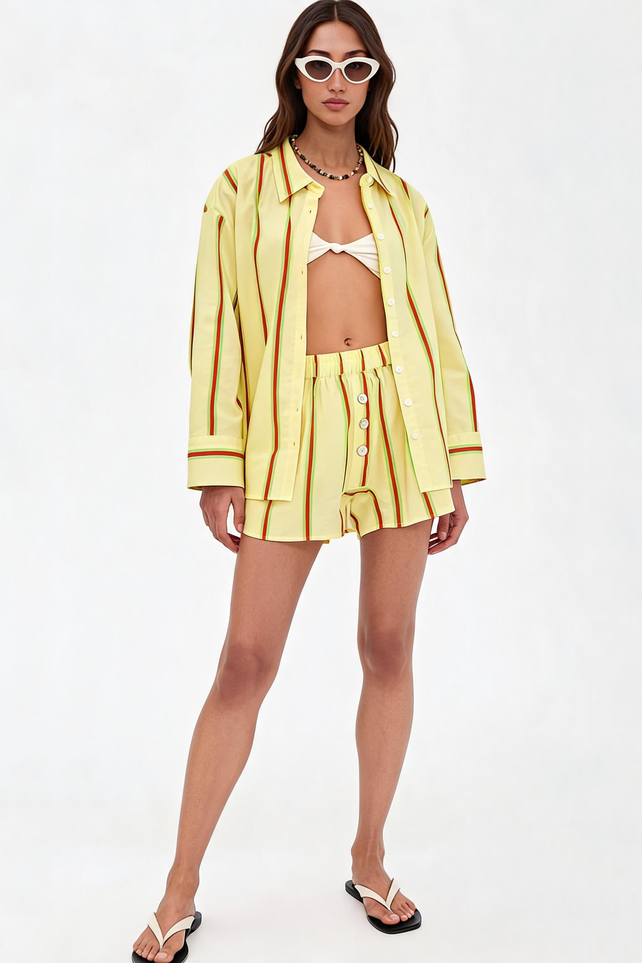 Striped Shirt And Shorts Set