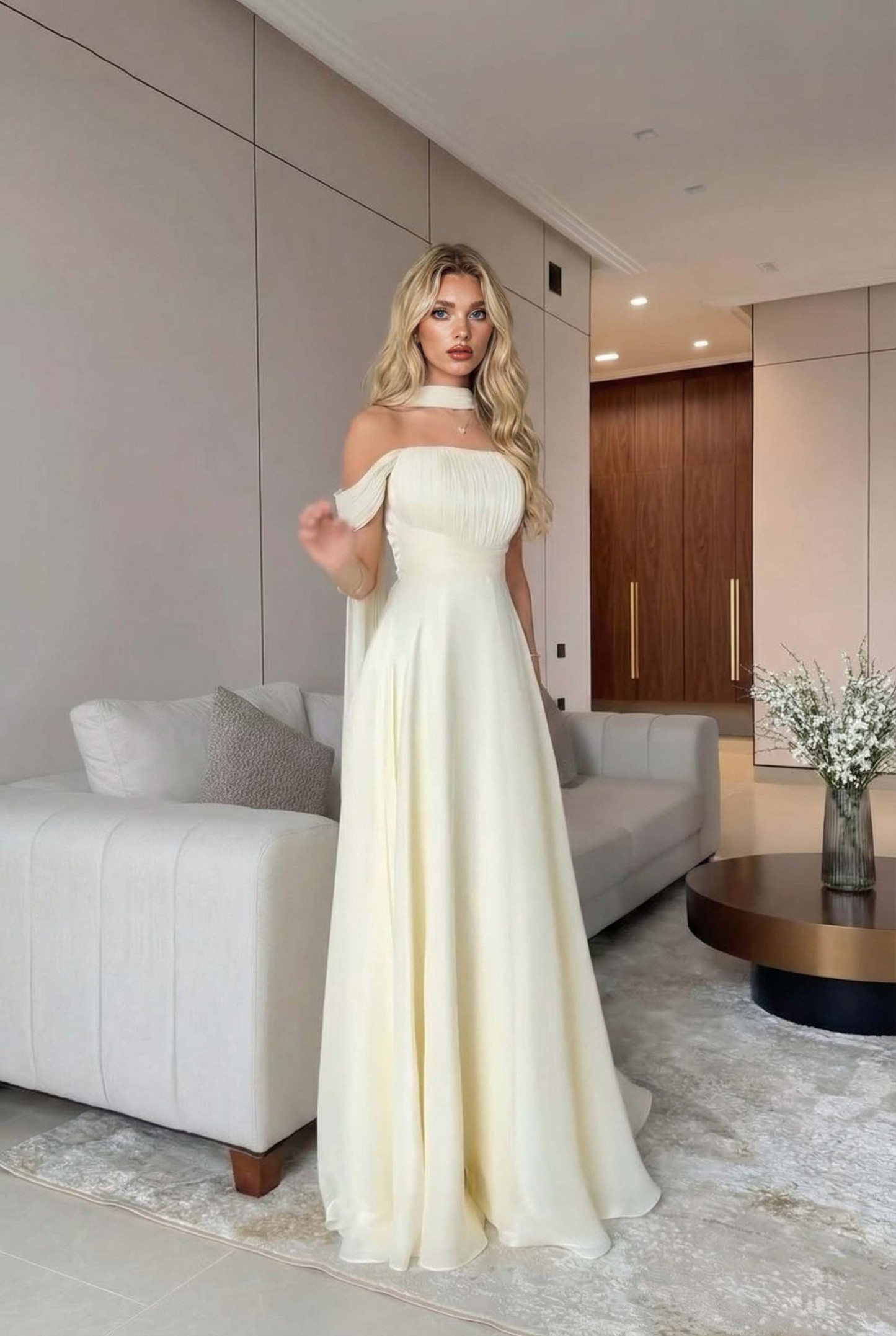 Scarf Design High Waist Maxi Dress