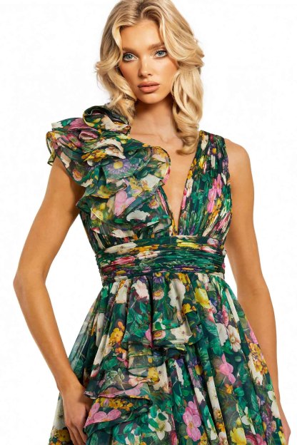 V-Neck Printed Maxi Dress