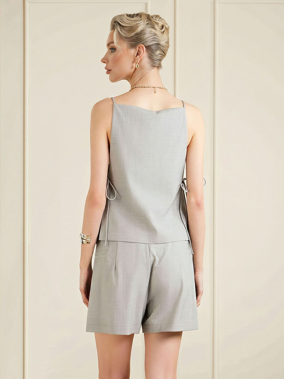 Minimalist Sleeveless Top & Asymmetrical Wide-Leg Pants Two-Piece Set