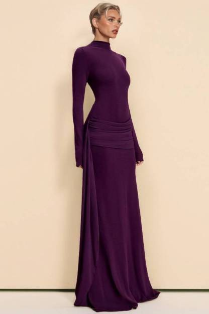 Pleated Ribbon Design Maxi Dress