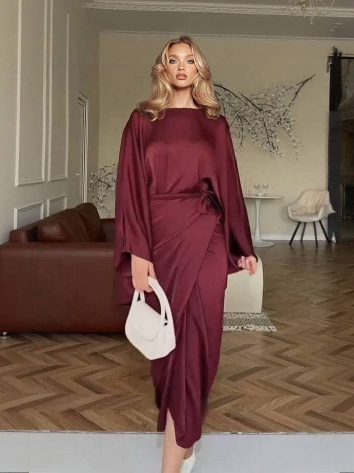 Minimalist Loose Shirt And Lace-up Skirt Suit