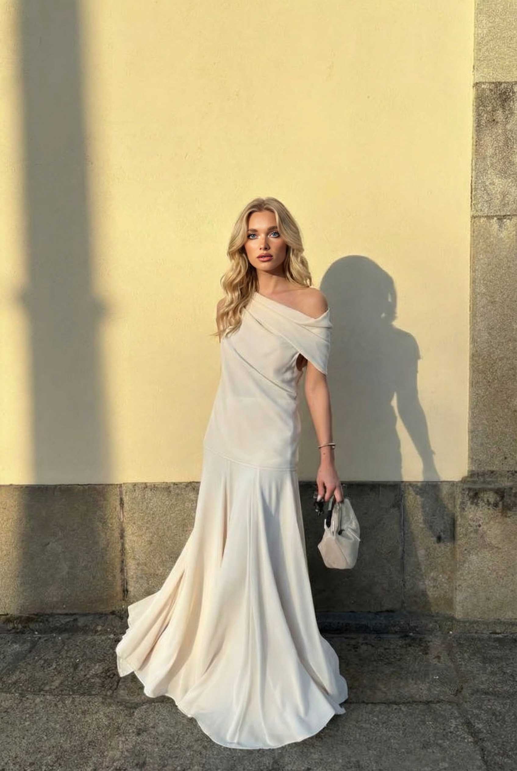 Off-shoulder Top And Fishtail Skirt Suit