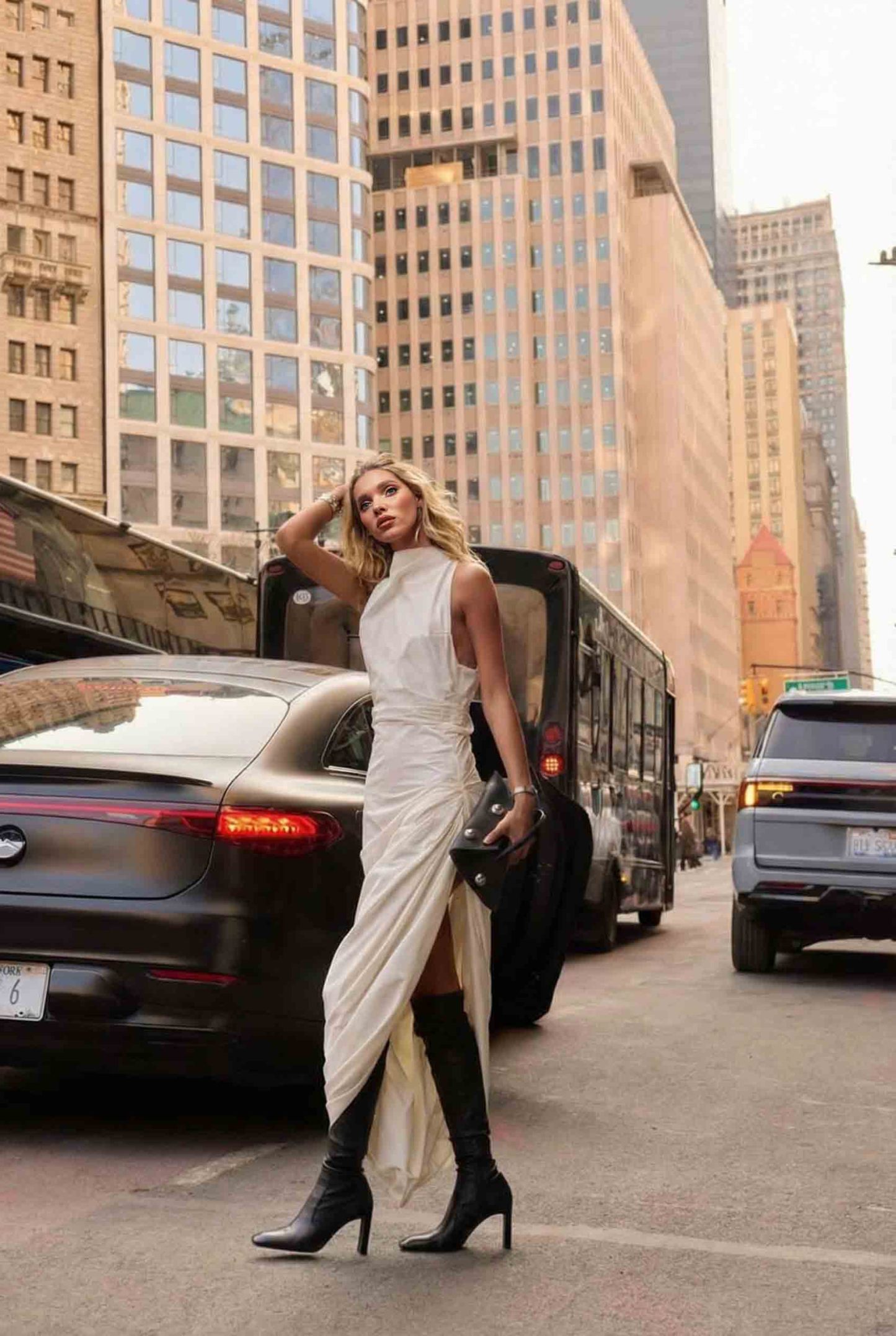 Side Slit Irregular Pleated Maxi Dress