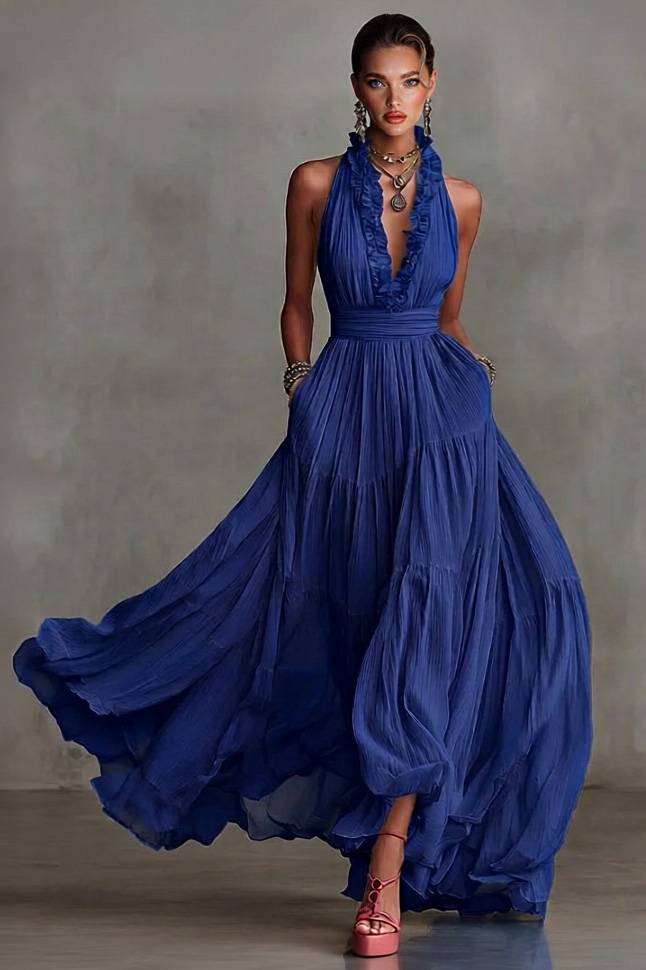 Lace V-Neck Maxi Dress