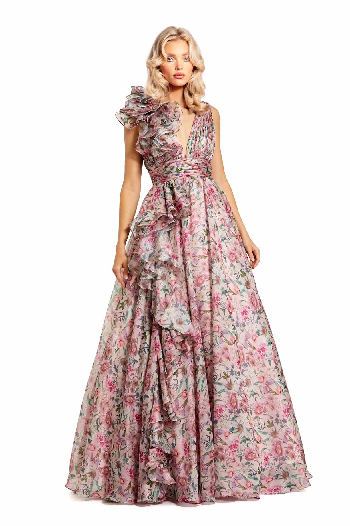 V-Neck Printed Maxi Dress