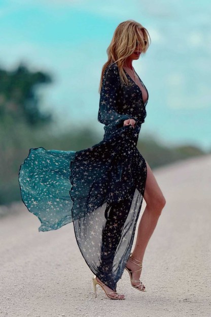 Deep V-Neck Slit Printed Maxi Dress