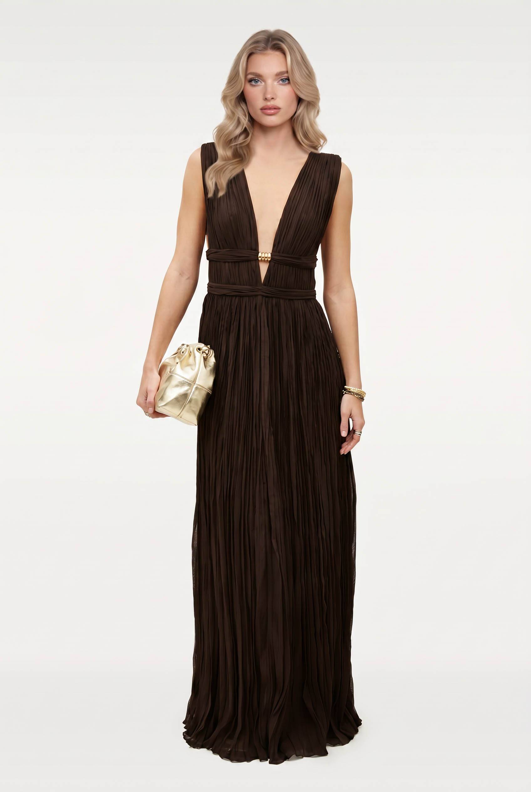 Deep V-Neck Maxi Dress