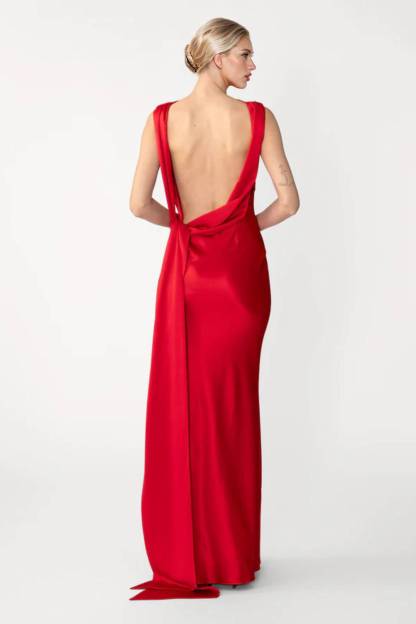 Backless Lace-Up Maxi Dress