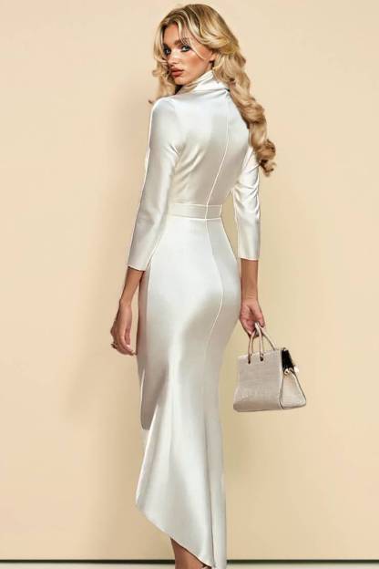 Elegant Stand-neck Midi Dress