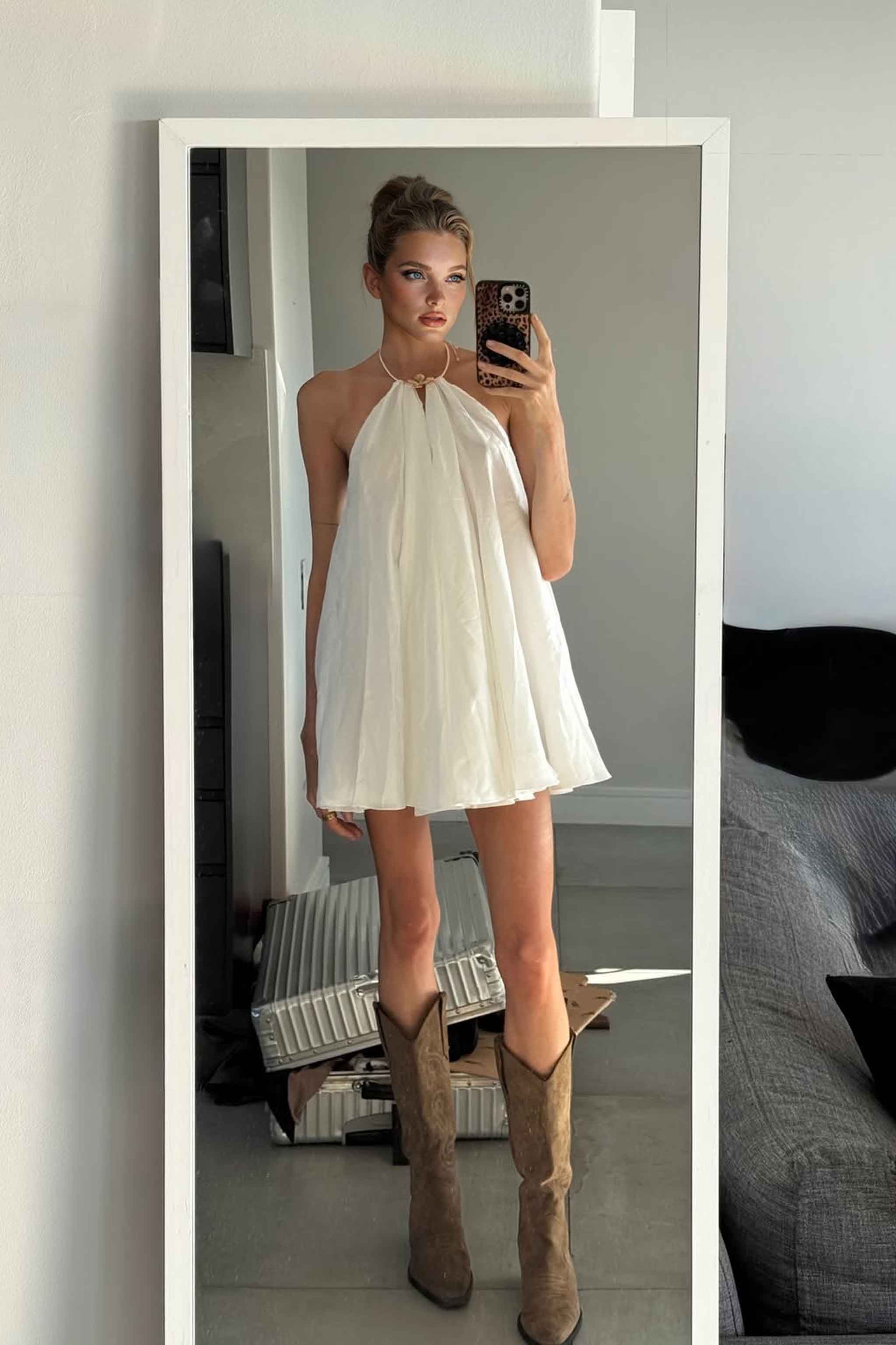 Halter-Neck Backless Mini Dress