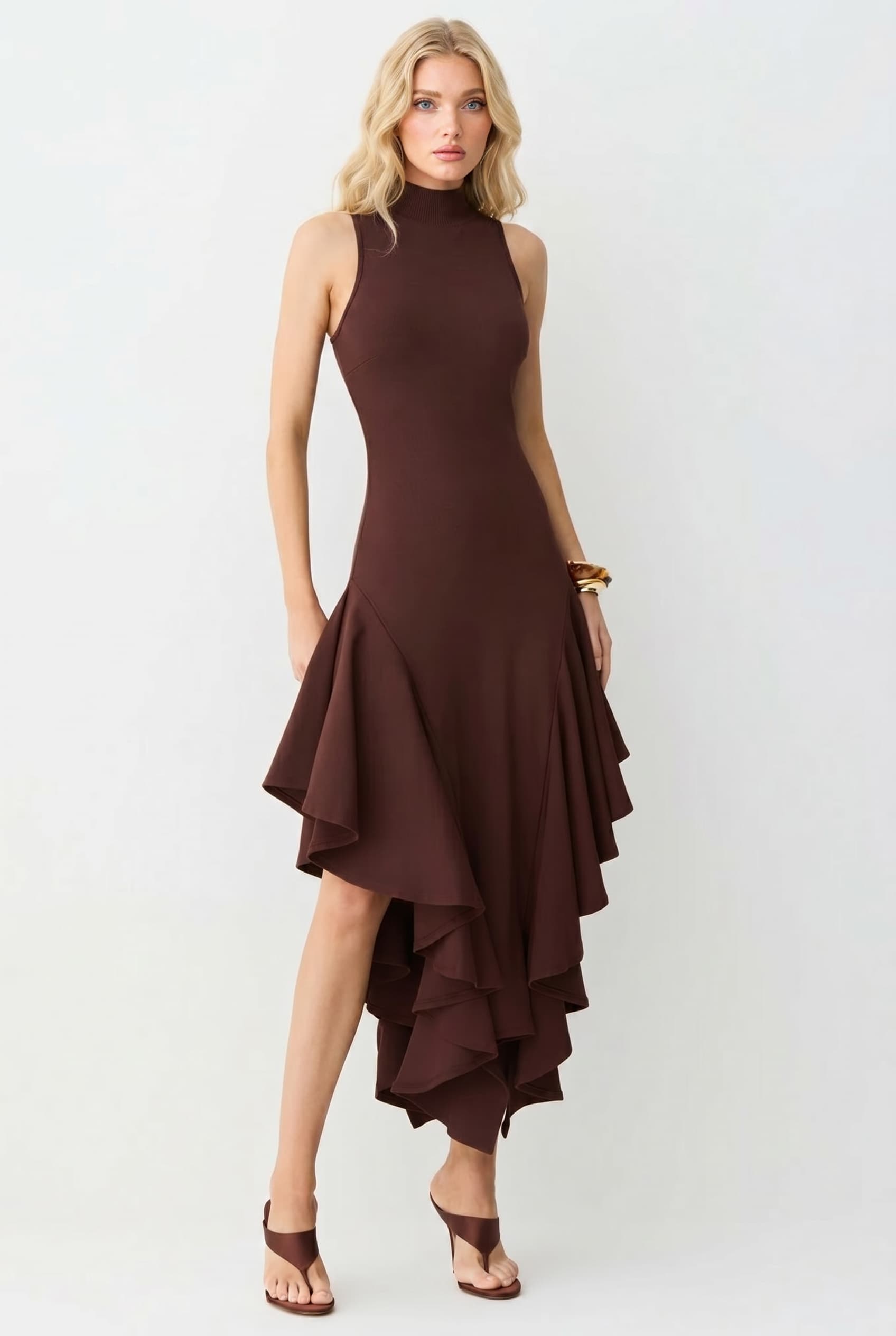 Sleeveless Irregular Hem Maxi Dress