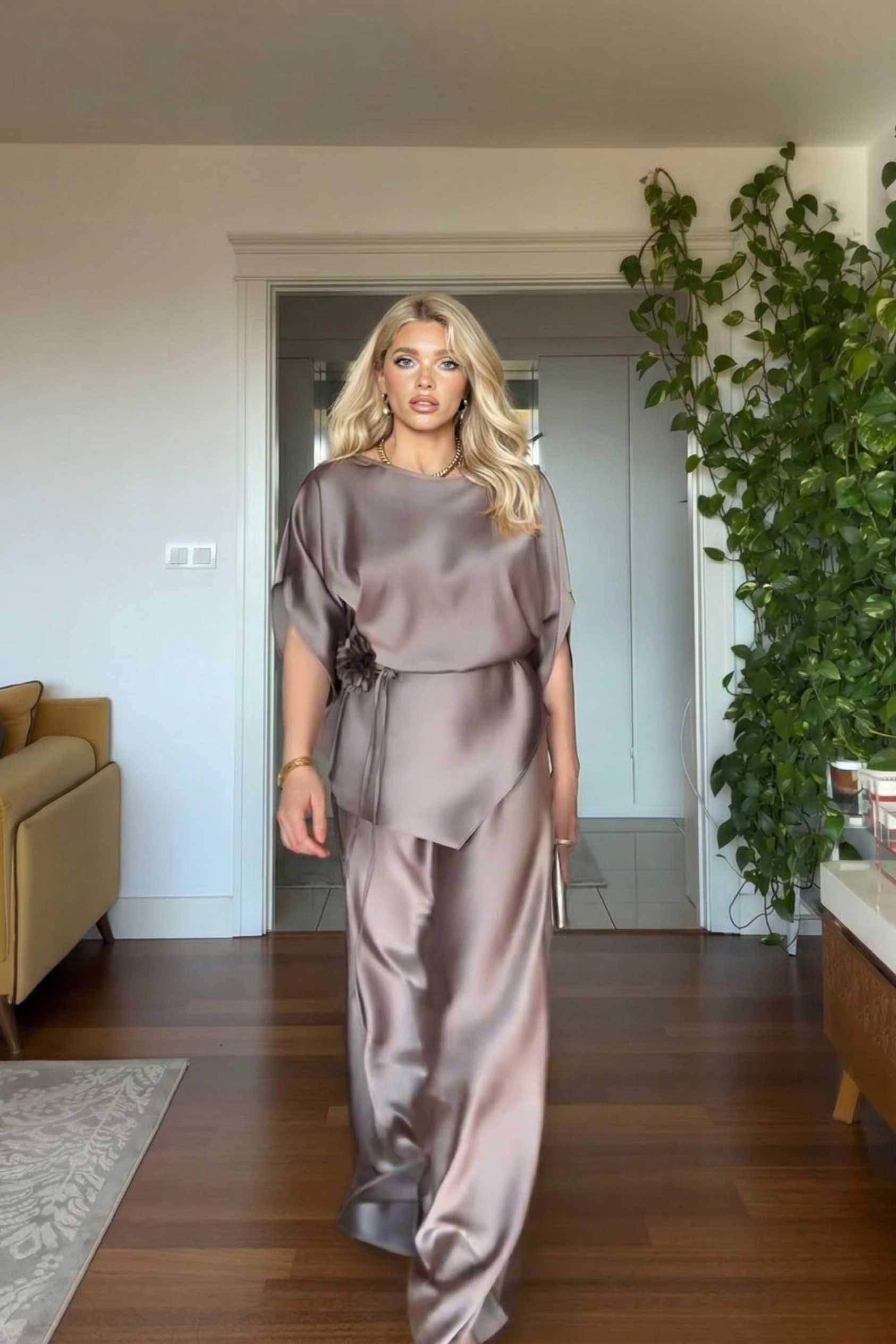 Lace-Up Design Irregular Shirt And Skirt Set