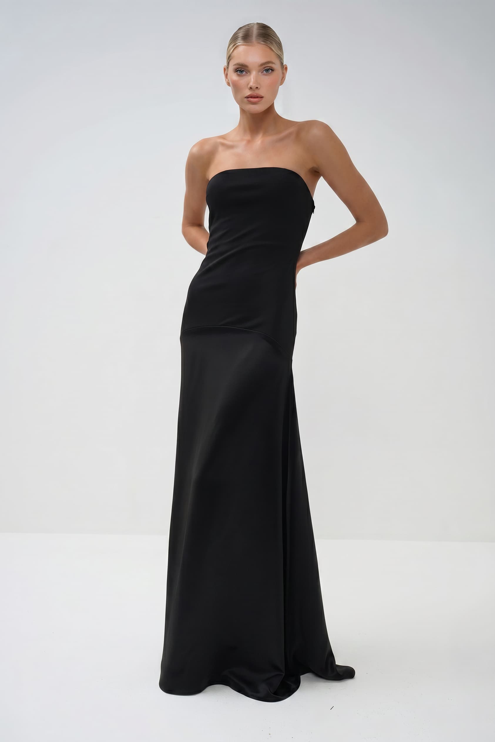 Elegant Satin Maxi Dress & Long Sheer Chiffon Cover-Up Two-Piece Set