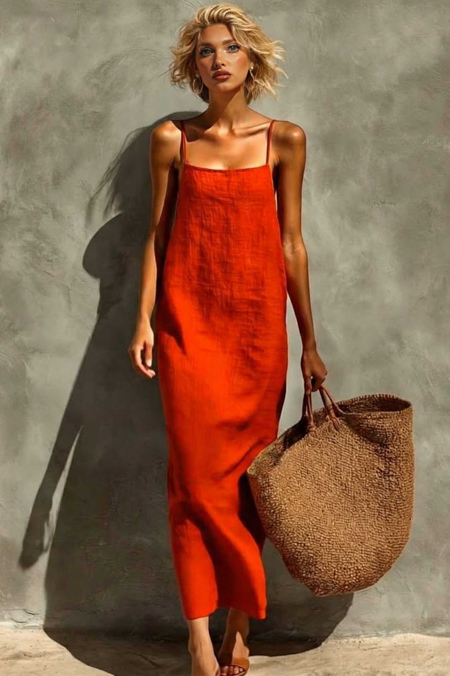 Minimalist Back Slit Slip Dress