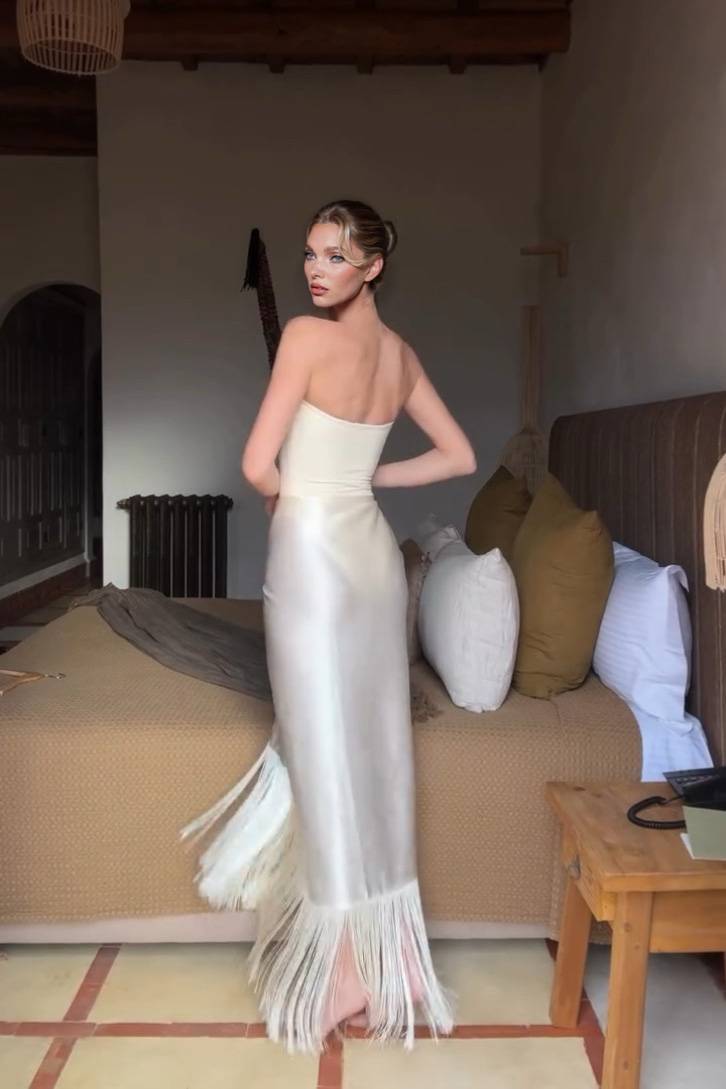 Bodysuit And Tassel Skirt Set