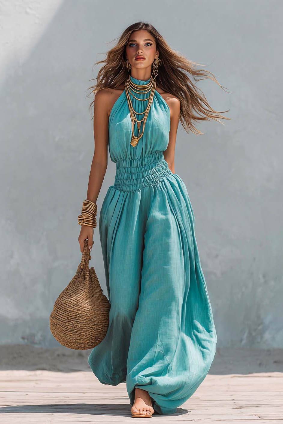 High-Neck Off-Shoulder Jumpsuits