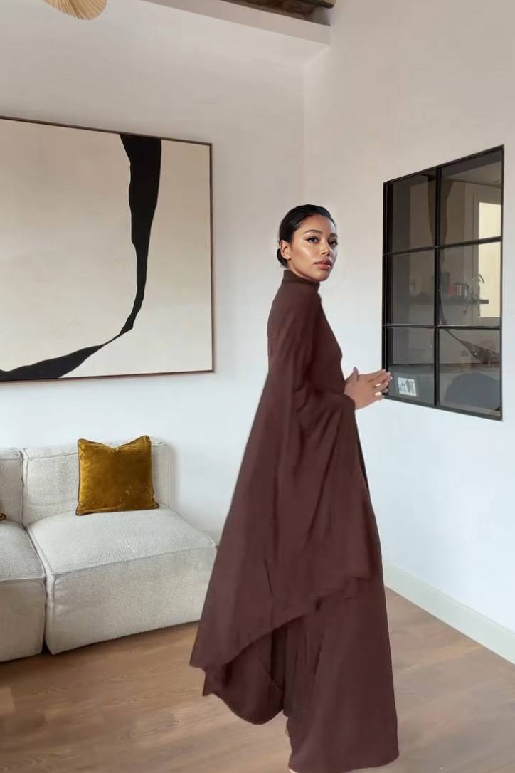 Turtleneck Shawl Maxi Dress