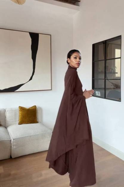 Turtleneck Shawl Maxi Dress