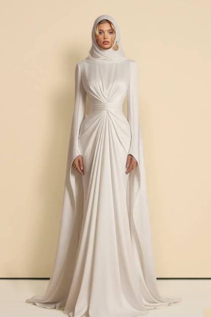 Pleated Design Waist-cinching Maxi Dress