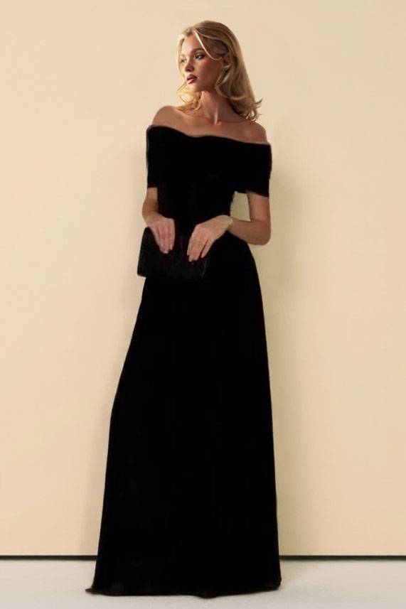 Off-shoulder Tulle Splicing Maxi Dress