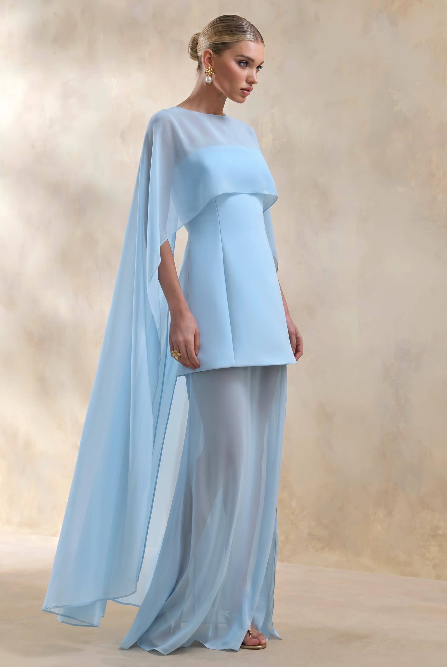 Shawl Design Slit Maxi Dress